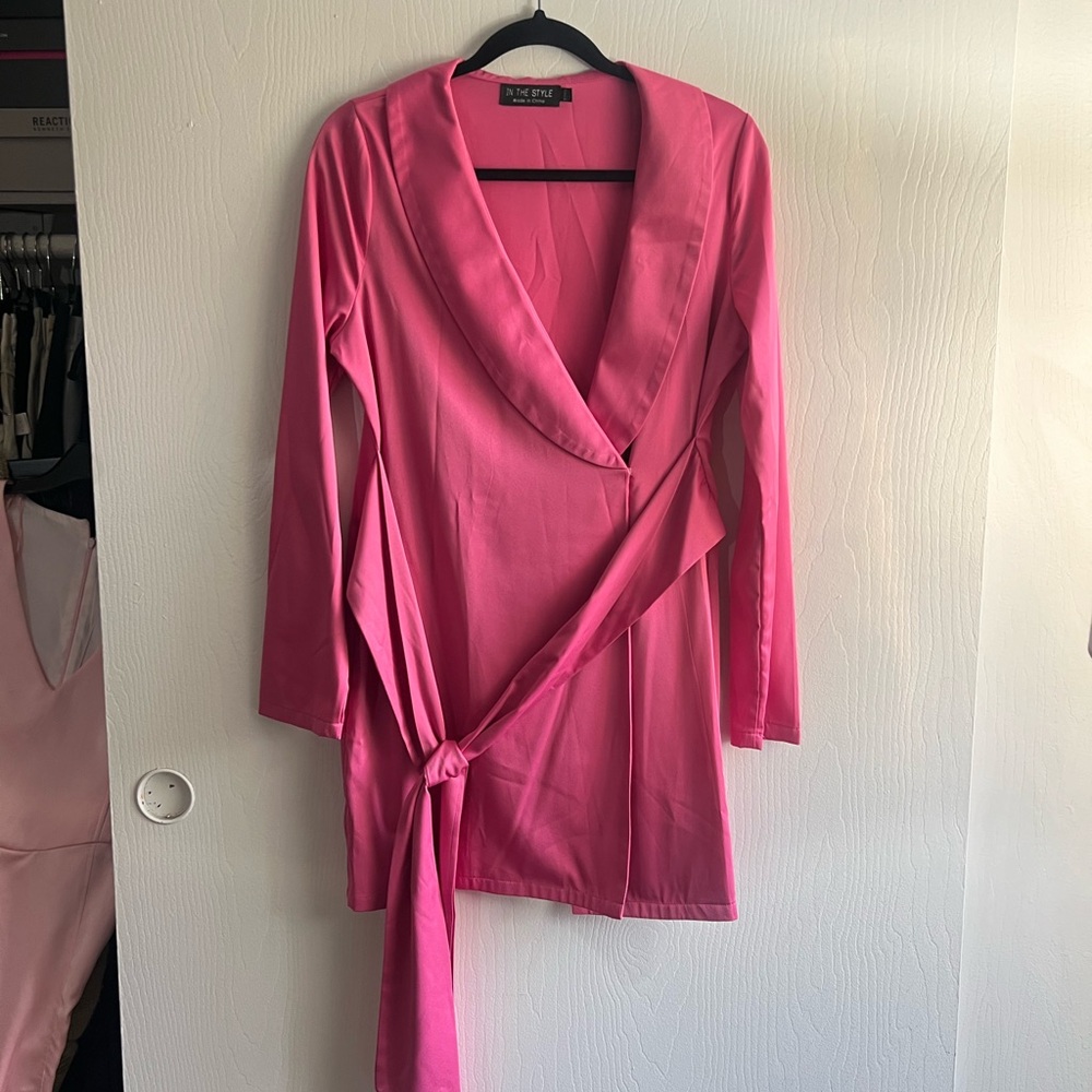 Pink Blush Long Sleeve Wrap Dress
